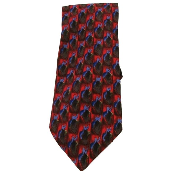 Men's Necktie J Garcia Tie Not For Resale Reds Blue Brown 100% Silk - Picture 1 of 3